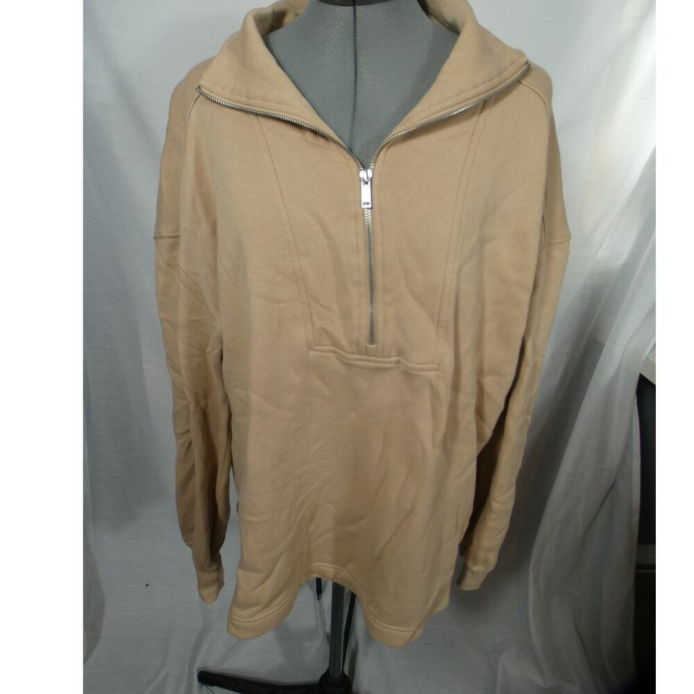 Old Navy Large Tan Pull Over 1/2 Zip Collared Sweatshirt Casual Athleisure